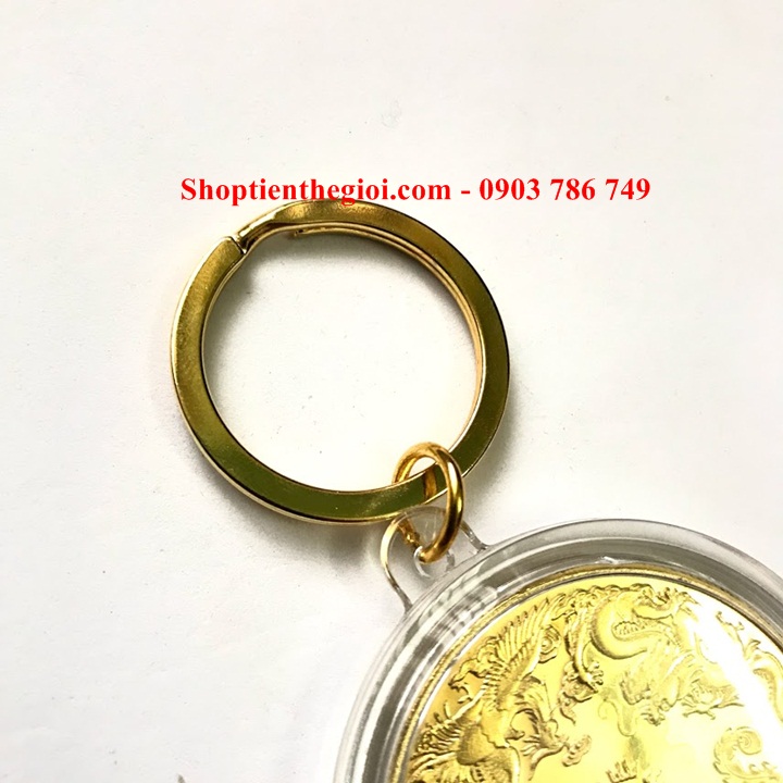 Móc Khóa Xu Long Phụng Vàng - SP000415 